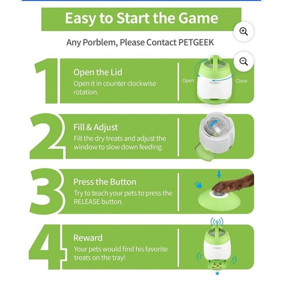 NIB PETGEEK Dog Treat Dispenser w/Automatic Sounds, Dog Feeder, Remote Control - Picture 5 of 6